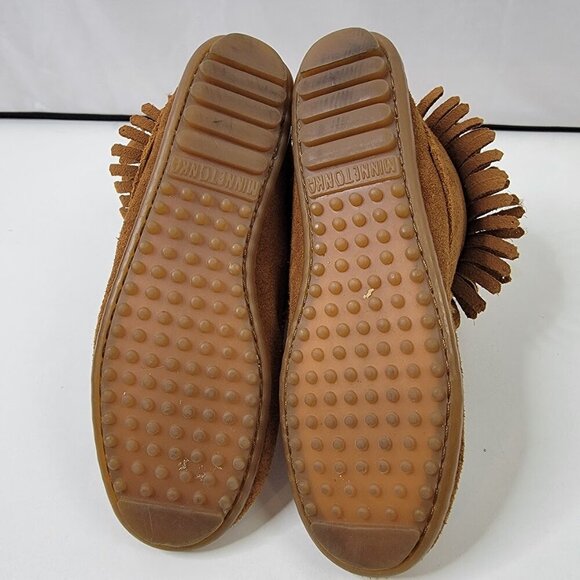 Minnetonka Fringe Moccasin Boots – Brown Suede | Size 7 | Very Good Condition - Picture 8 of 9